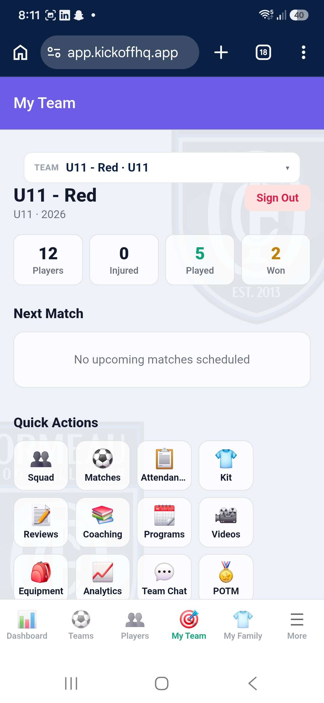 Your team hub with quick actions